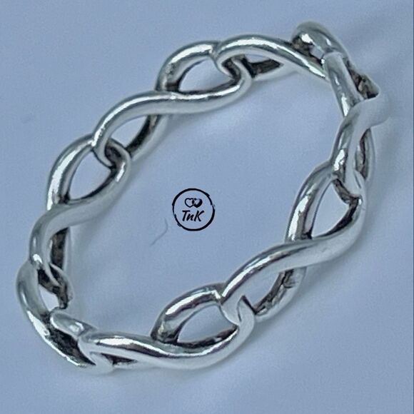 Tiffany & Co. Sterling Silver Narrow Endless Infinity Ring Band Sz 6 - Picture 8 of 16